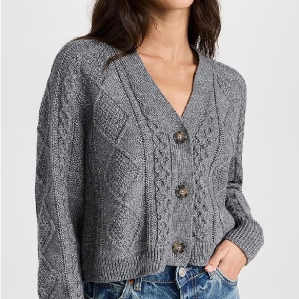 Madewell Grey Shimmer Wool Cardigan
